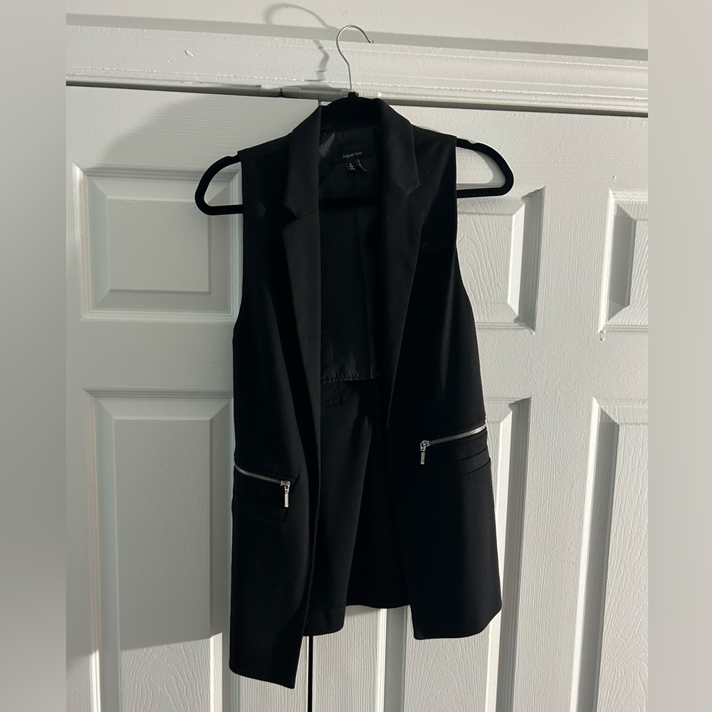 Black Sleeveless Vest Blazer